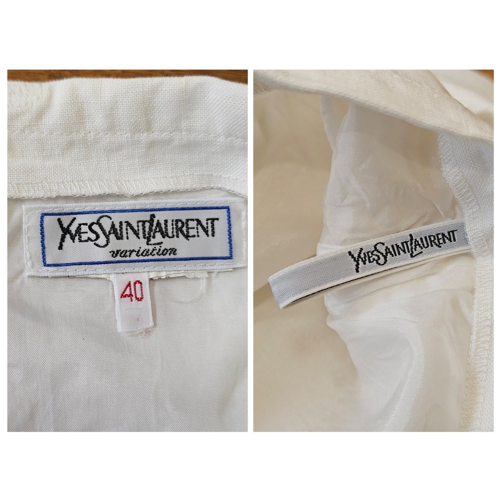 Yves Saint Laurent Variation Linen Pencil Skirt Womens 40 Cream Vintage YSL W28" - Picture 5 of 8